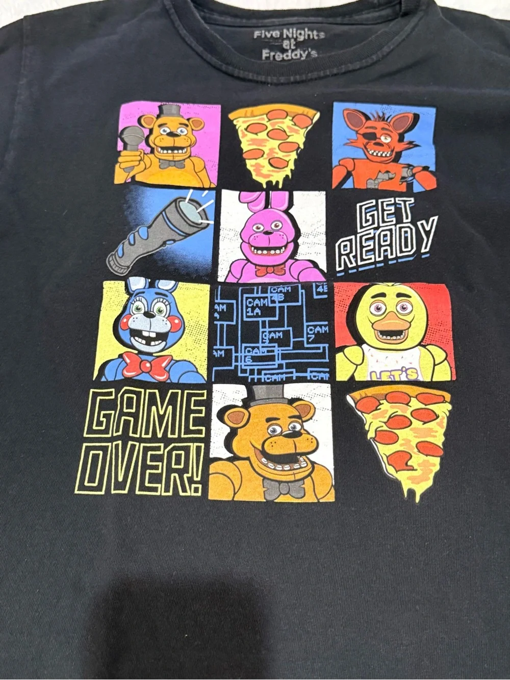 Five Nights at Freddy's Black Kids Graphic Tee - Game Grid